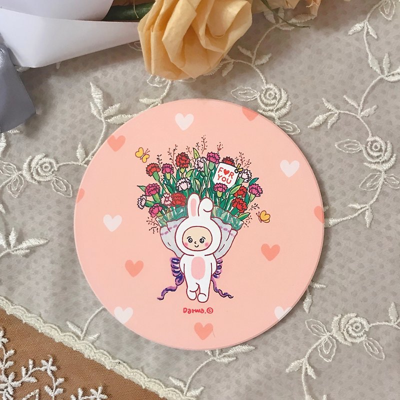 A bouquet of flowers x ceramic water coaster - Coasters - Pottery Pink