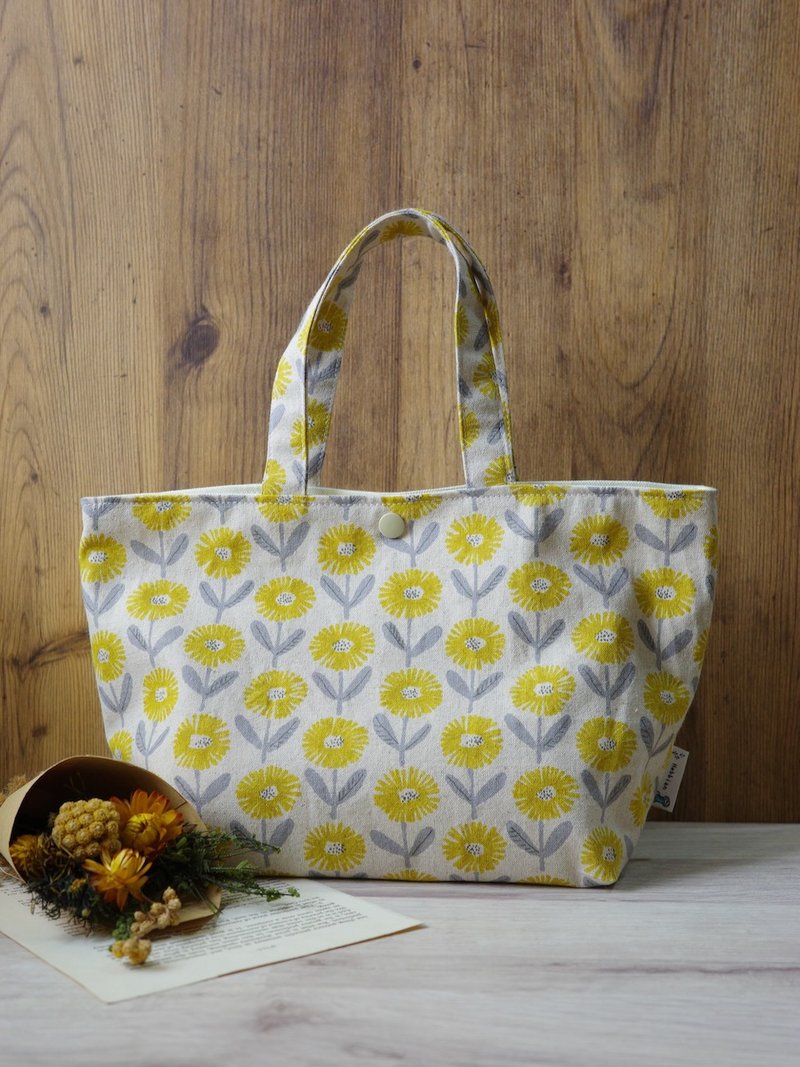 Dandelion Primary Color Yellow Flower - Walking Bag Tote Bag Lunch Bag Tote Bag | - กระเป๋าถือ - ผ้าฝ้าย/ผ้าลินิน 