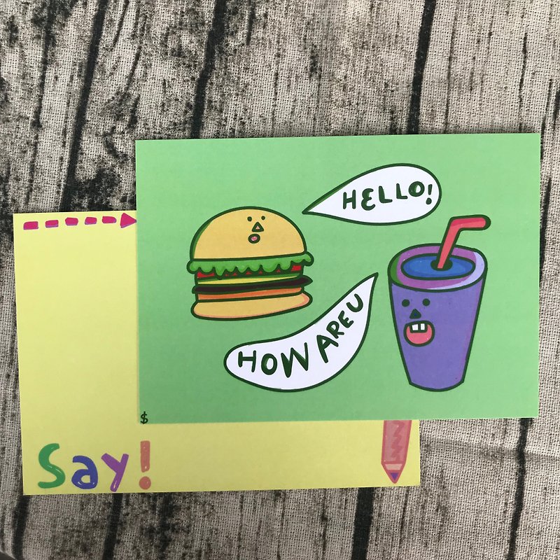 【Postcard】You can't control the love of fast food / Hand-painted postcard - Cards & Postcards - Paper 