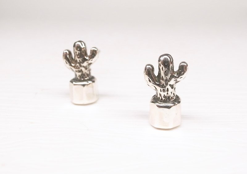 Ermao Silver[Succulents Series─Cactus-Ear Acupuncture] Silver or Gold - Earrings & Clip-ons - Silver Silver