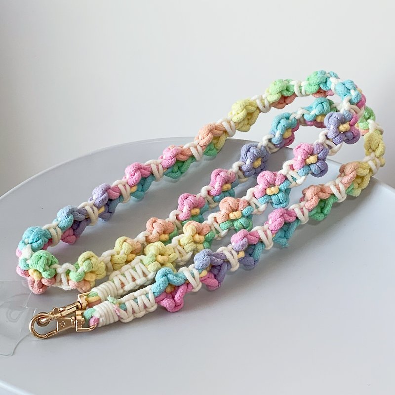 Macrame Braided Colorful Daisy Phone Lanyard - Messenger Bags & Sling Bags - Cotton & Hemp Multicolor