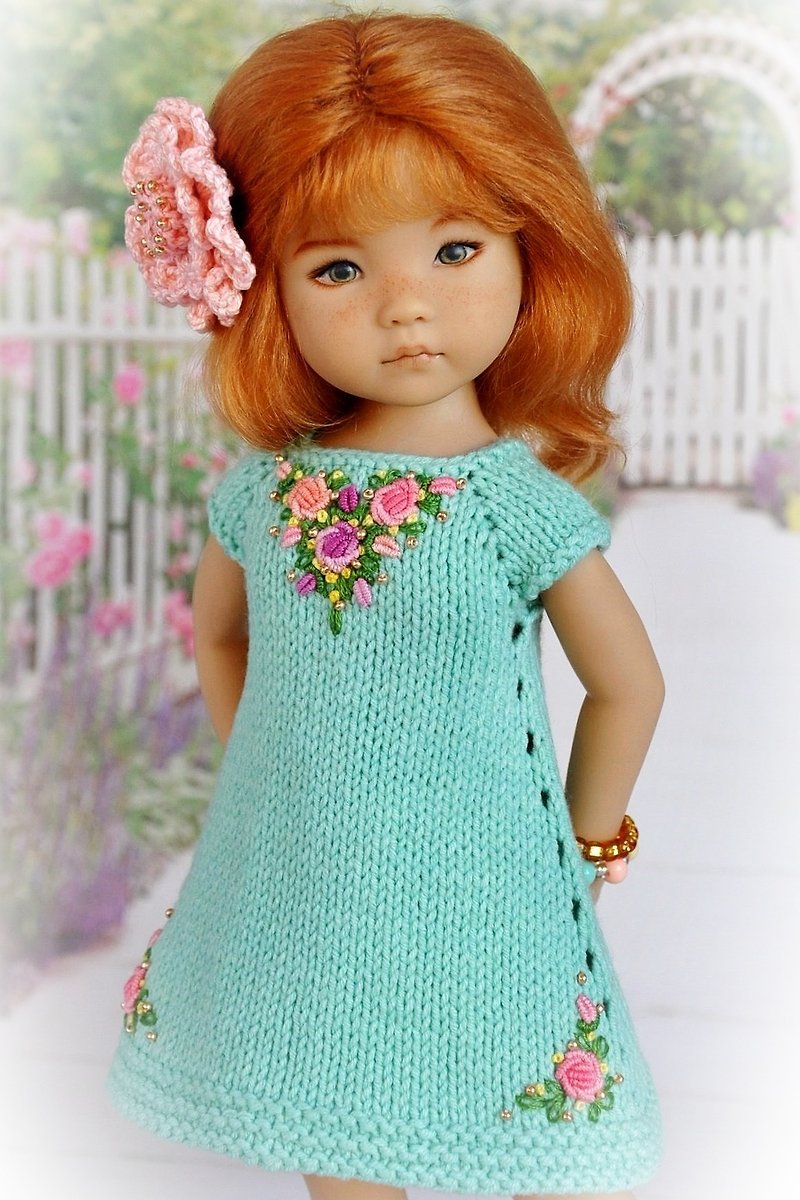 OOAK OUTFIT FOR DOLLS Little Darlings Effner 13 - ตุ๊กตา - ผ้าฝ้าย/ผ้าลินิน สีเขียว