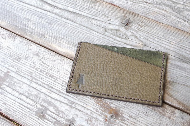 イタリアンレザーパスケース　カーキ／Italian leather pass case #khaki - パスケース - 革 グリーン
