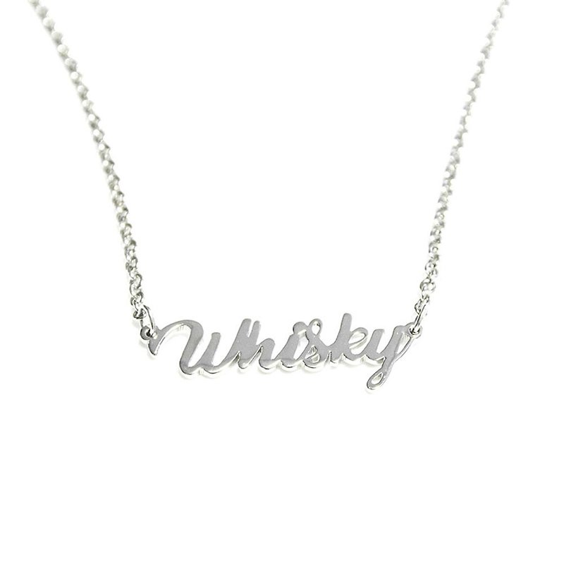 Custom name necklace  hand wringting design - 項鍊 - 其他金屬 銀色