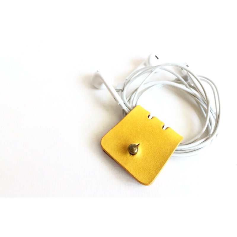 Huabee-Small Square Hub - Cable Organizers - Genuine Leather Yellow