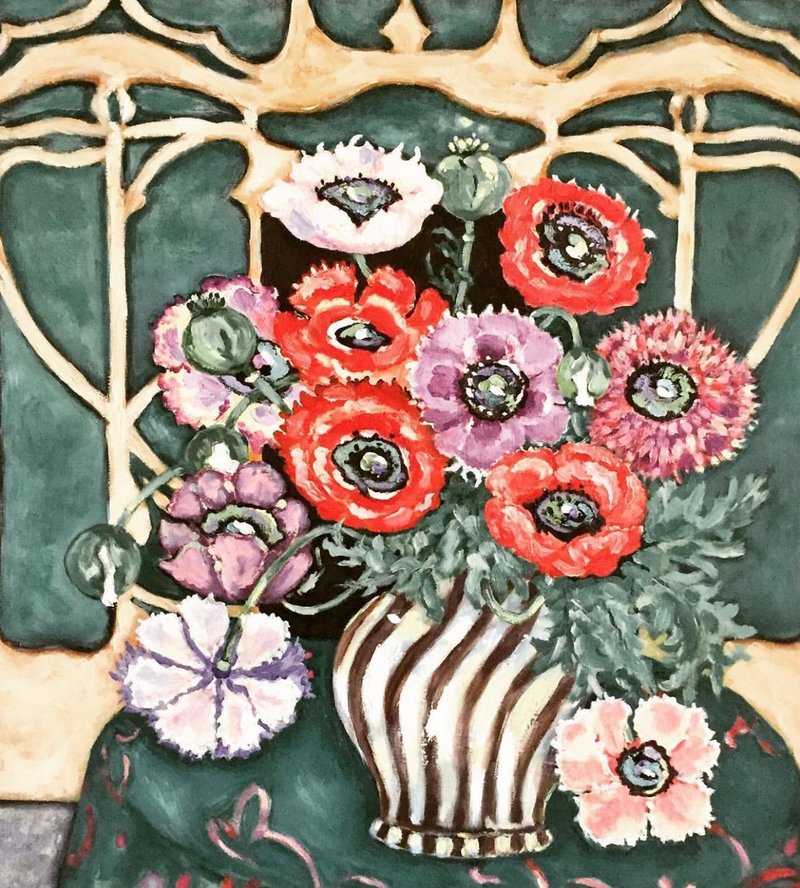 海葵花畫原創油畫畫布花花束畫 - 壁貼/牆壁裝飾 - 其他材質 