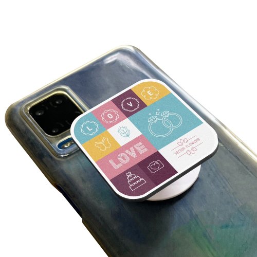 PRINT+SHAPE 婚禮正方形氣囊手機架 彩色LOVE款 客製化禮物 手機支架 手機座