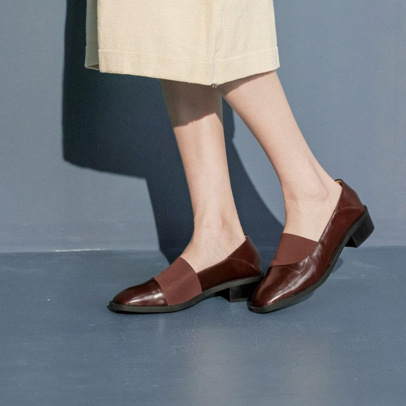 College retro. Square toe mules leather bag shoes-brown - Women's Leather Shoes - Genuine Leather Brown