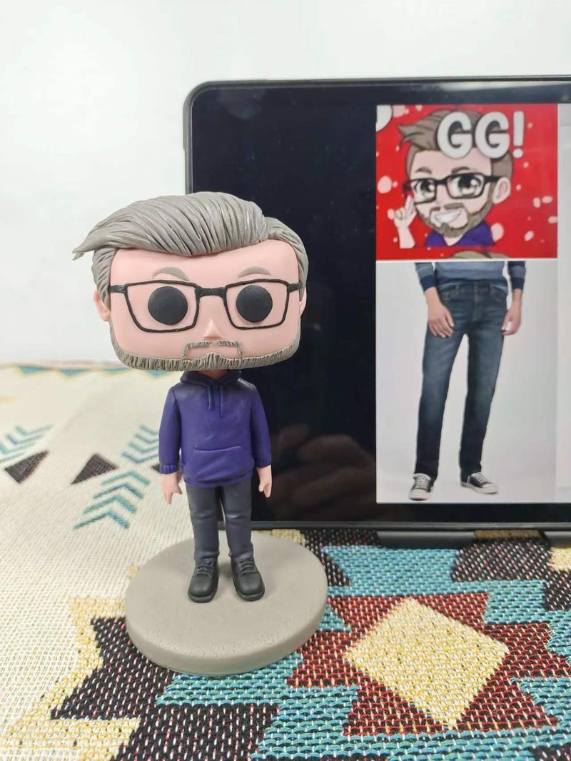 Pure handmade custom American Funko Pop self-portrait doll doll boyfriend husband birthday gift - Stuffed Dolls & Figurines - Clay Multicolor