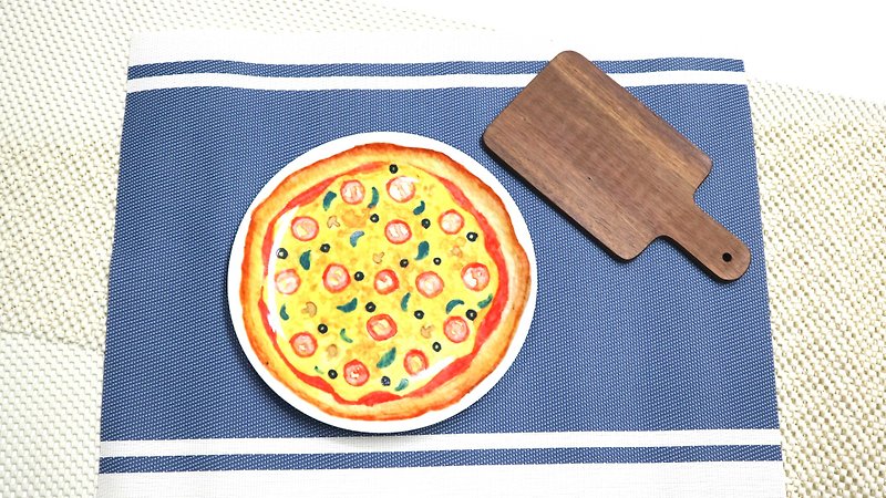 pizza 8-inch bone china plate - จานและถาด - เครื่องลายคราม สีแดง
