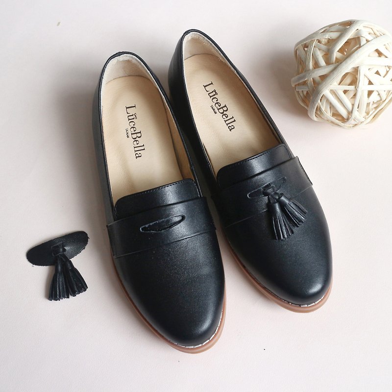 【 seal youth】two way tassel Loafers _ brown - Women's Oxford Shoes - Genuine Leather Black