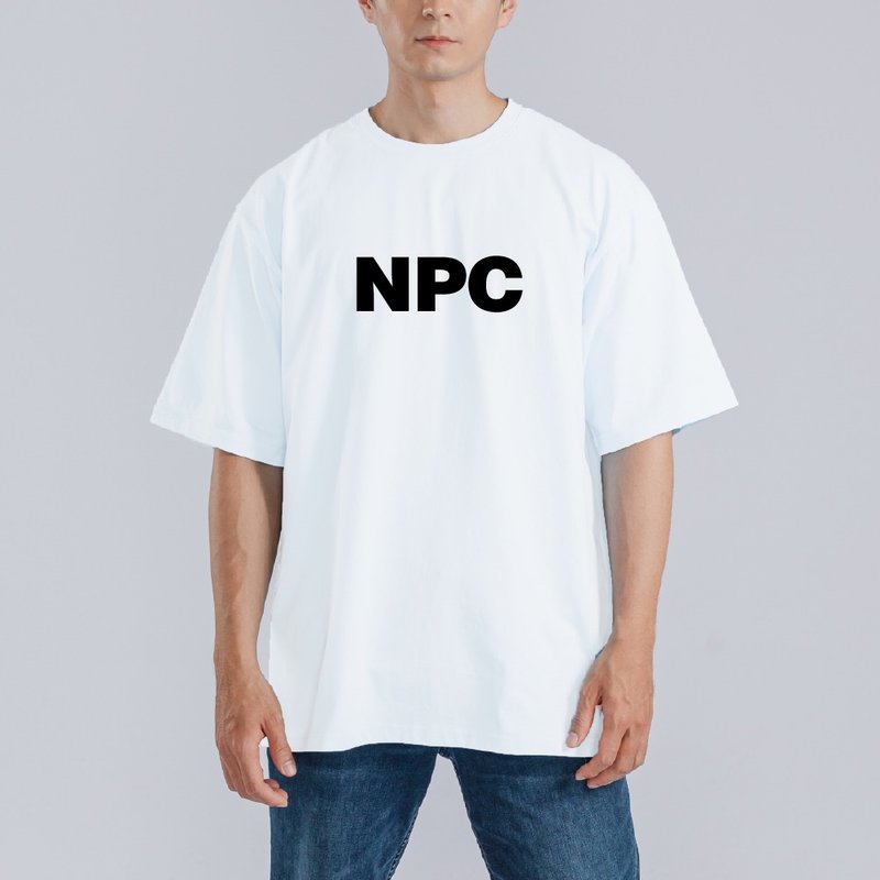 NPC 遊戲 搞笑 衣服 落肩款 寬版 T恤 白T 黑T 童裝 涼感衣 白T - 男 T 恤 - 棉．麻 多色