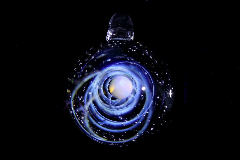 SPIRAL GALAXY petite opal space glass pendant no.815