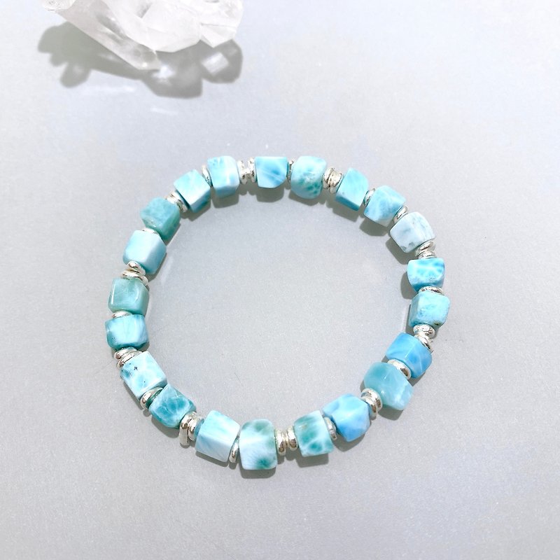 Ops  Larimar Silver bracelet -拉利瑪石/限定/純銀/天然石/彈性 - 手鍊/手鐲 - 寶石 藍色