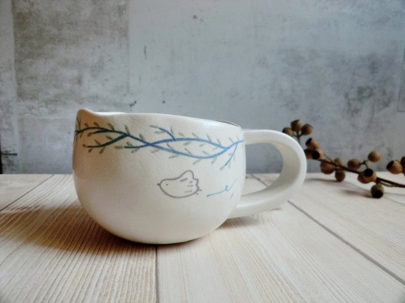 Flying to you bird coffee cup mug - Cups - Porcelain White