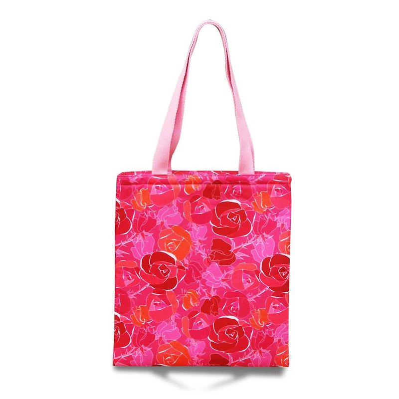 Illustrated Shoulder Print Bag - Pink Rosette - Messenger Bags & Sling Bags - Nylon Pink