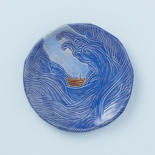 Snail Workshop@淼小 手工陶作-《風浪中的平安》小圓盤