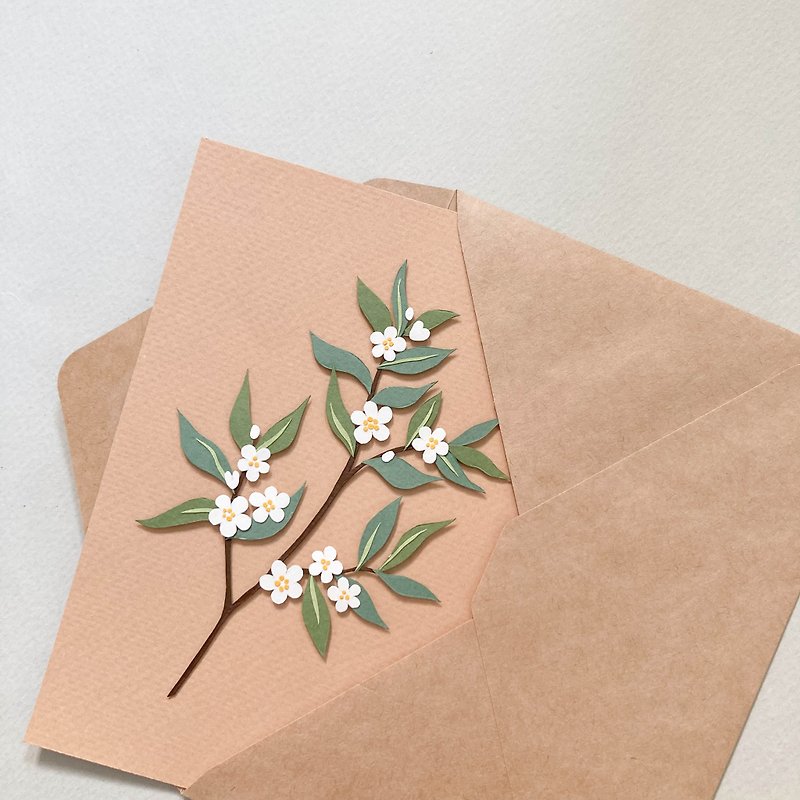 White Camellia Card - Hand-cutting Paper Craft