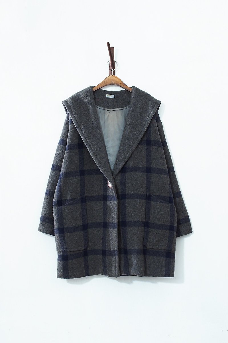 Banana Flyin '| vintage | korea hooded thick wool coat jacket - เสื้อแจ็คเก็ต - ผ้าฝ้าย/ผ้าลินิน 