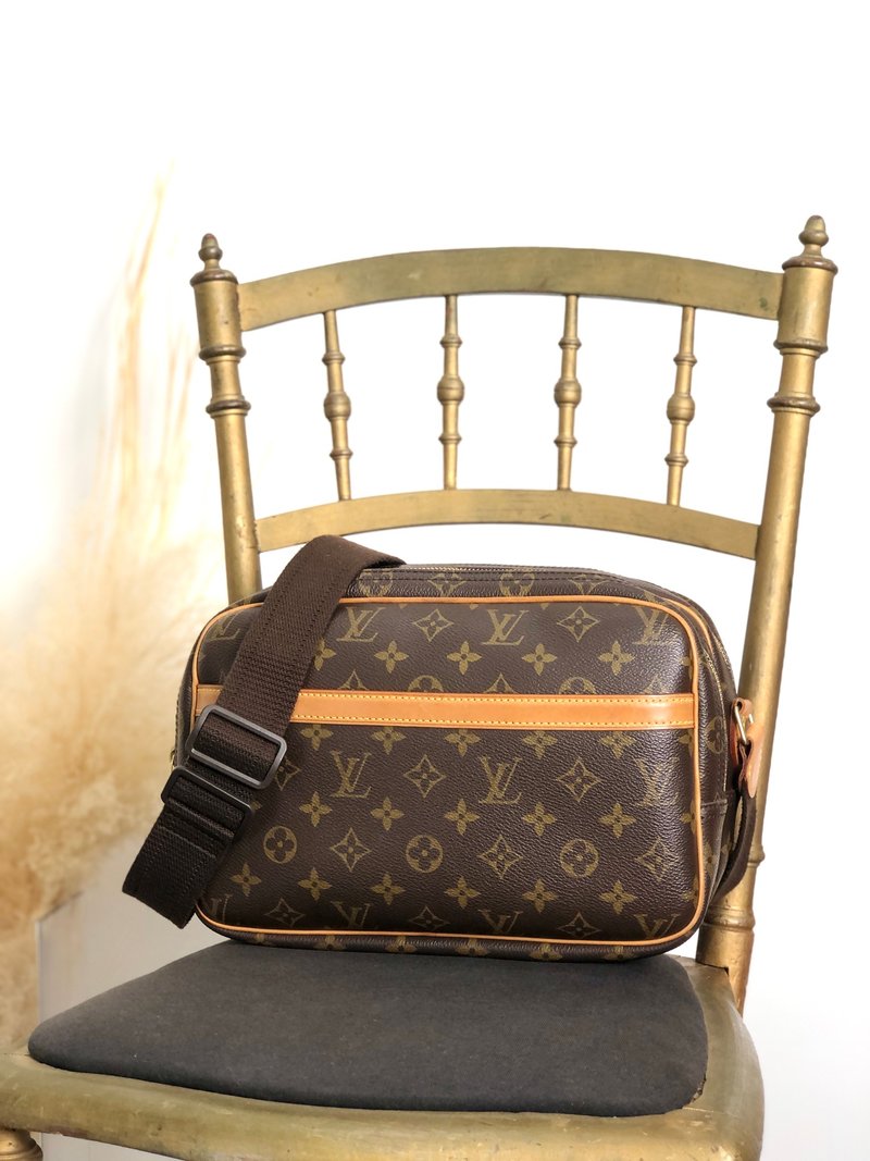 【 日本直送　名牌中古包 】LOUIS VUITTON モノグラム ショルダーバッグ ブラウン PVC レザー リポーターPM M45254 ppsgxs - 側背包/斜背包 - 防水材質 咖啡色