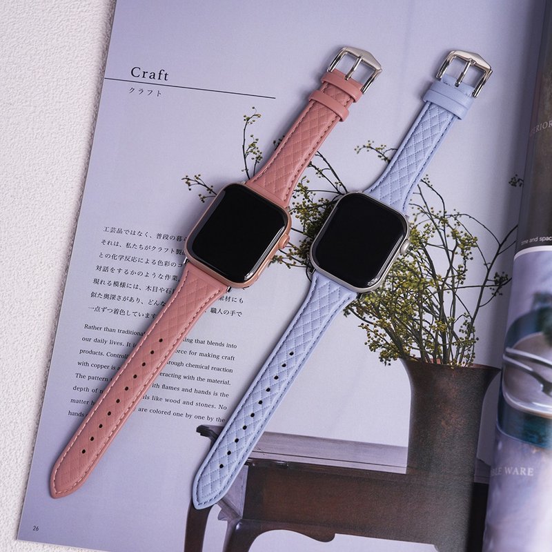 Apple watch - 菱格紋真皮蘋果錶帶 - 錶帶 - 真皮 