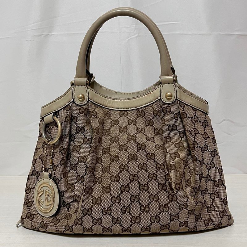 本物 GUCCI グッチ トートバッグ スーキー GG キャンバス レザー 211944 ベージュ アイボリー 中古 - 手提包/手提袋 - 棉．麻 