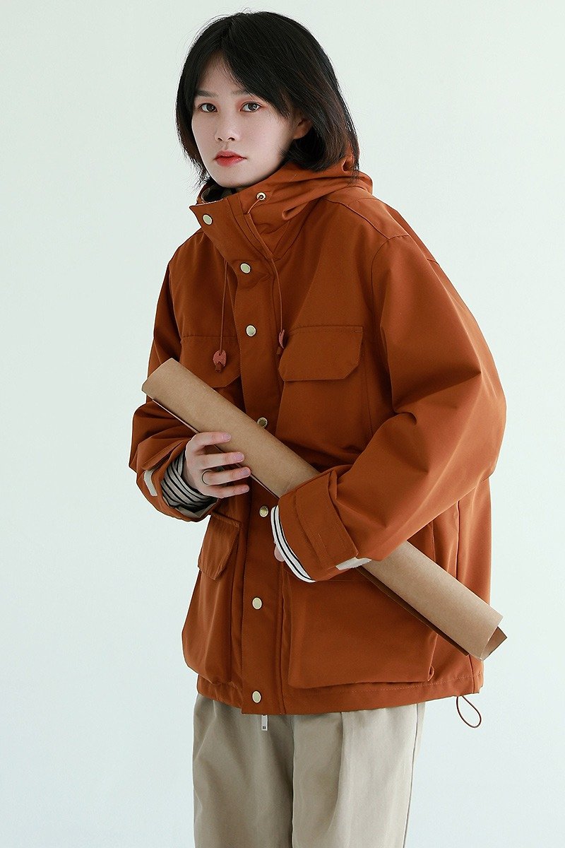 Caramel color 4 colors into the retro outdoor tooling casual jacket jacket unisex multi-pocket jacket M-2XL