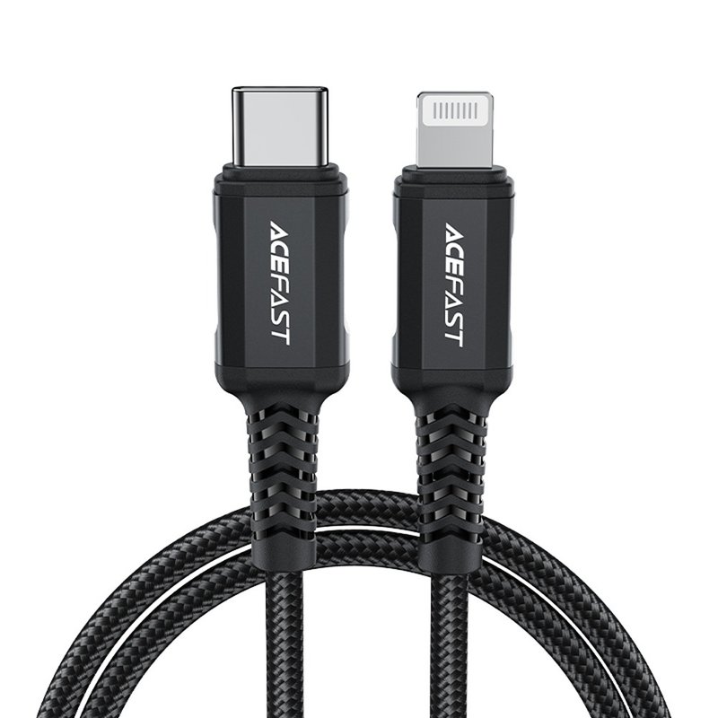ACEFAST 鋁合金編織PD充電數據線-C4-01-黑色 - 行動電源/充電線 - 尼龍 