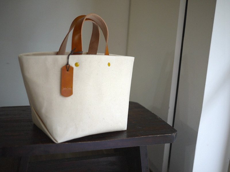Leather Handle Bag (Small) - Natural White - Handbags & Totes - Other Materials White