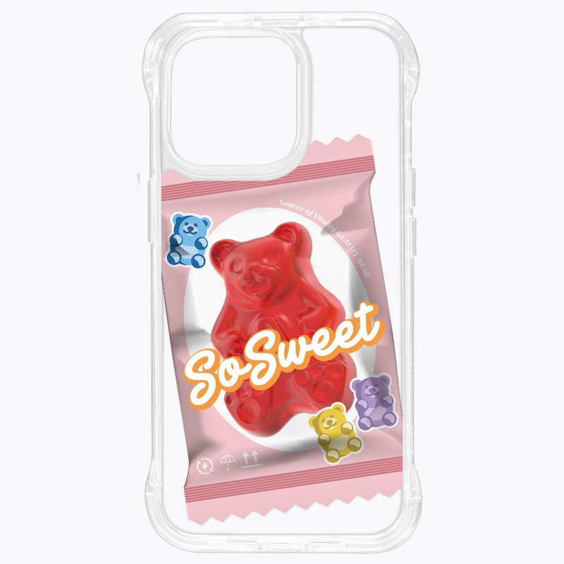 Gummy Bear Strawberry Flavor Stand Case Standard Transparent iPhone 16 15 14 13 Pro Max - เคส/ซองมือถือ - วัสดุอื่นๆ สีใส