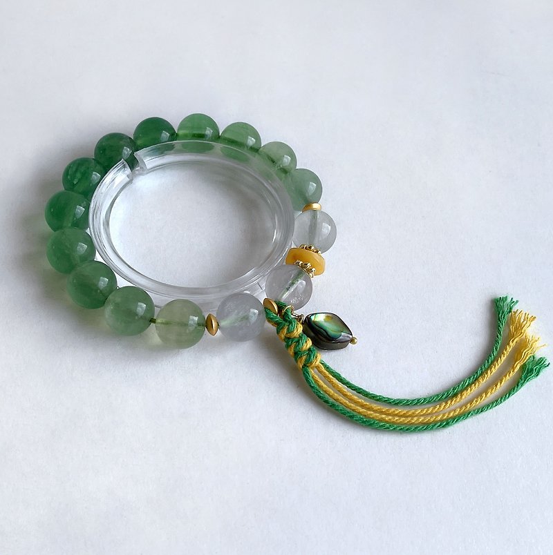 Gemstone Natural Emerald Green Brushed Fluorite Beeswax Bracelet - Bracelets - Gemstone Green