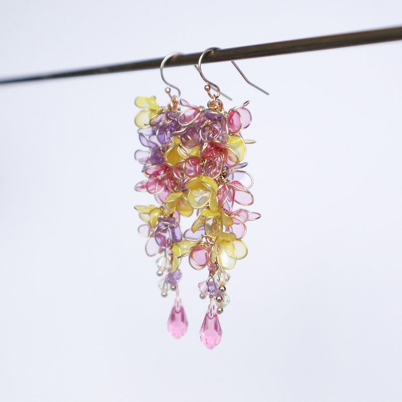 14kgf 　ローズ　樹脂の女　オリジナル耳飾り - ピアス・イヤリング - その他の素材 ピンク