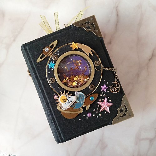 VitaMint Cute Space Cats Extraterrestrial Journey Handmade Notebook 2 in 1 Set