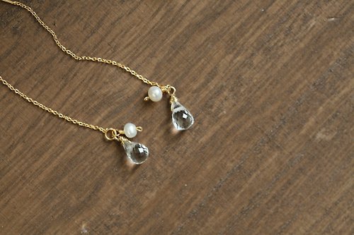 JieJie Jewelry 白水晶珍珠耳鍊型耳環