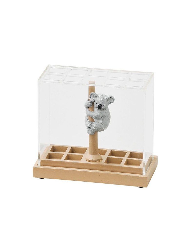 Japan Magnets Animal Shaped Transparent Acrylic Pen Holder / Stationery Storage Rack (Cute Koala) - กล่องใส่ปากกา - วัสดุอื่นๆ สีนำ้ตาล