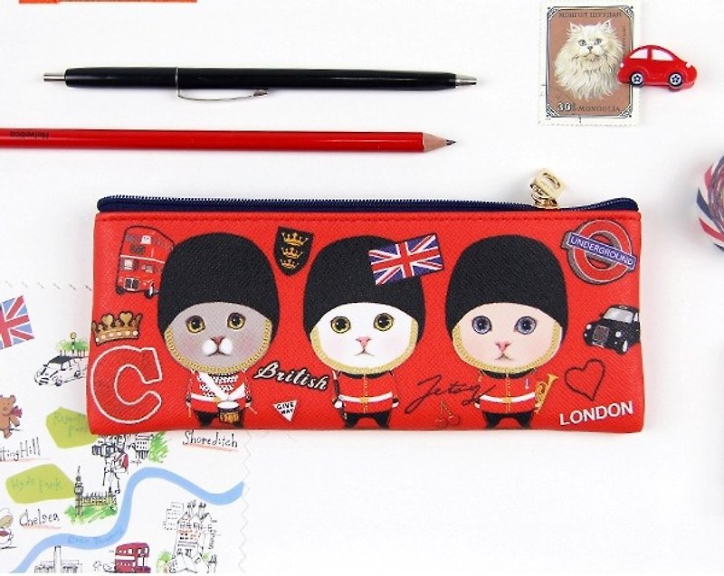 JETOY, Sweet Cat Lightweight Pencil Case II_British J1704103 - กล่องดินสอ/ถุงดินสอ - วัสดุอื่นๆ สีแดง