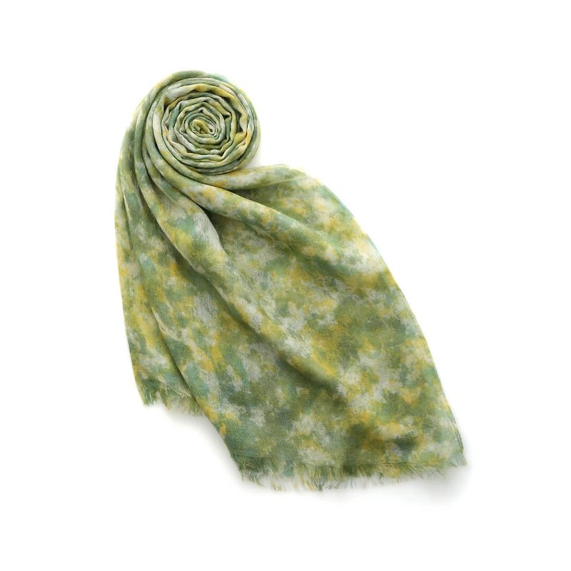 Maiiro Painted Wool Scarf - Light Green (while stocks last) - Knit Scarves & Wraps - Wool Green
