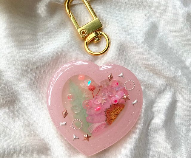 Resin Heart Keychain Flower Keychain Dried Flowers Charm -  Israel