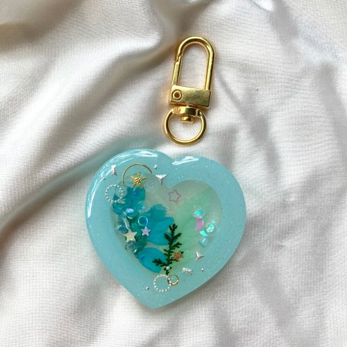 Resin Heart Keychain Flower Keychain Dried Flowers Charm -  Israel