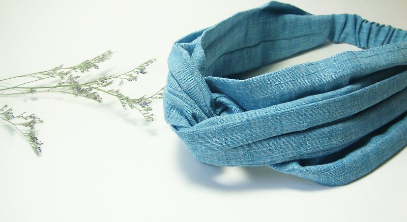 Limited Drinks - Clear Blue Minerals - Qianchen Double Ring Handmade Elastic Hairband - Hair Accessories - Cotton & Hemp Blue