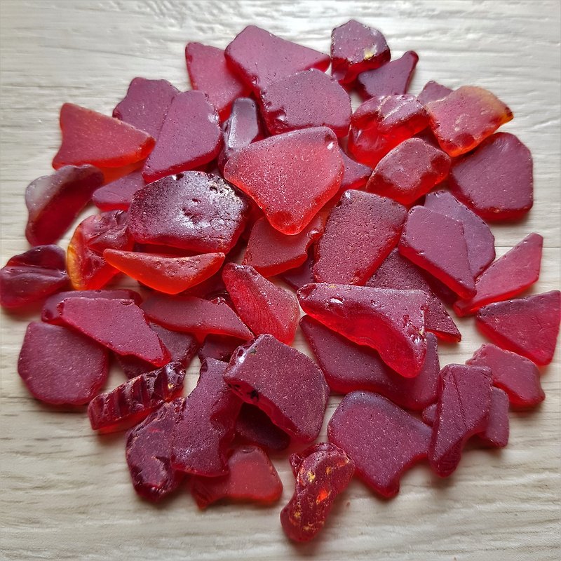 Small red sea glass for you art, mosaic, crafts. - Other - Glass Red