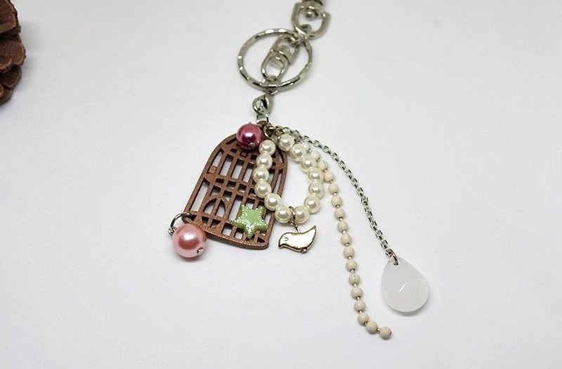>>>>Key ring + pendant-bird cage-=>Limited x1 #甜美#爱情#Bag pendant - Keychains - Aluminum Alloy Brown