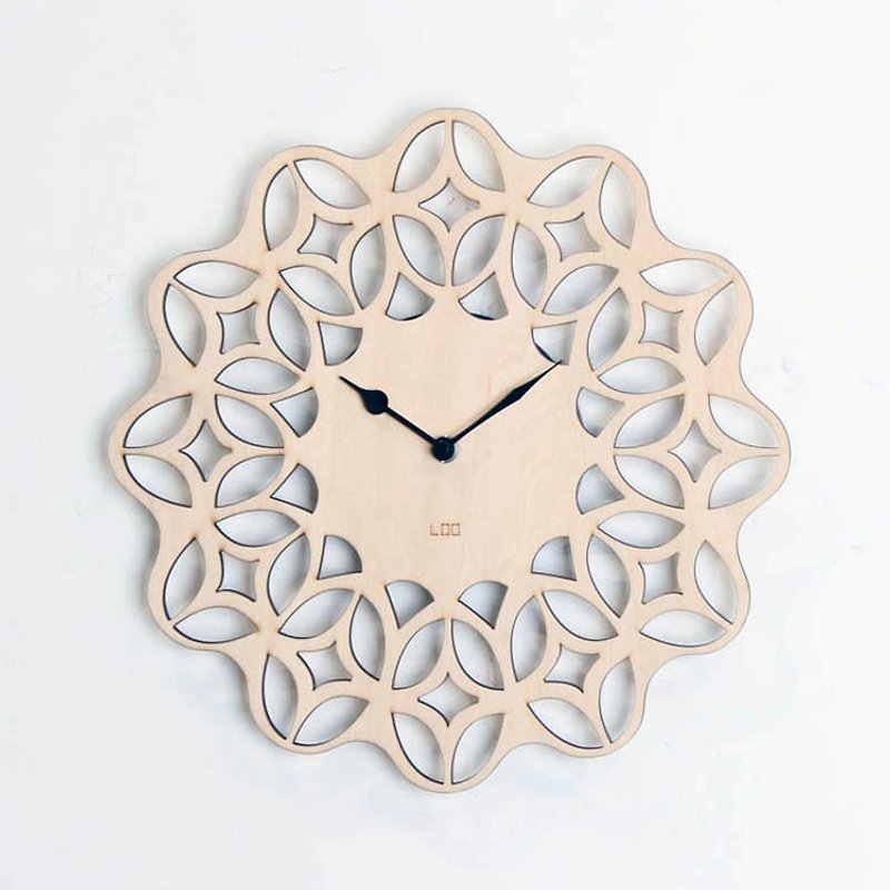 LOO木製ミュート壁時計| 60年代のレトロな花 - 時計 - 木製 