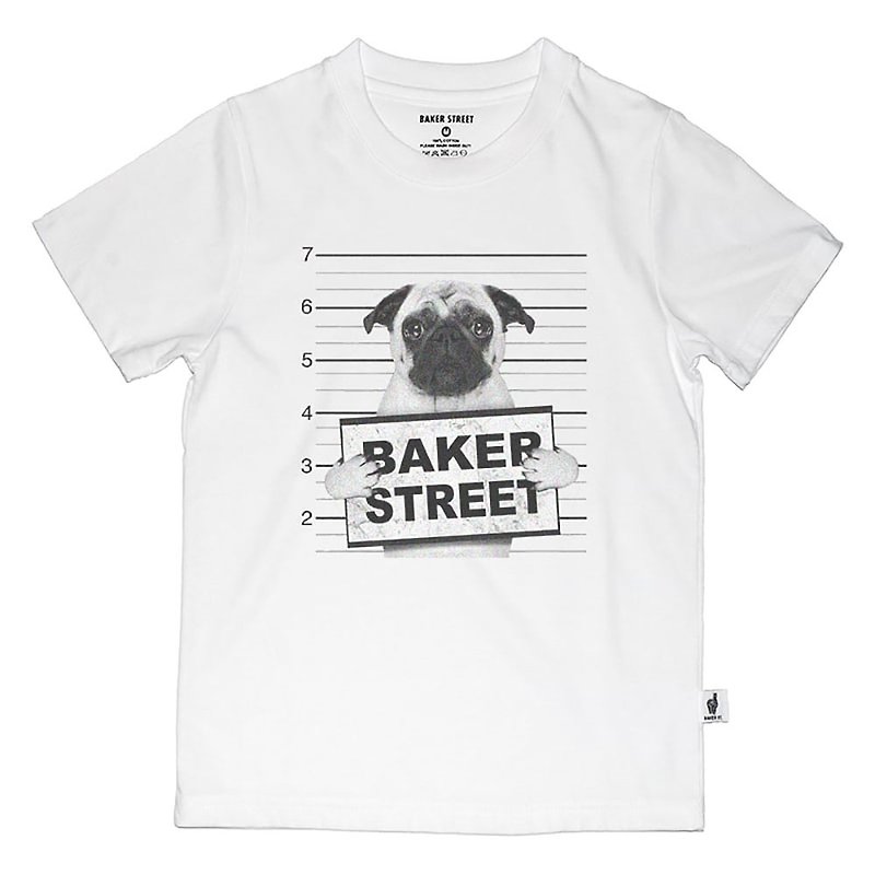 【英國 Baker Street 貝克街】童裝 - 純棉短袖T - 壞狗狗 - 男/女童裝 - 棉．麻 白色