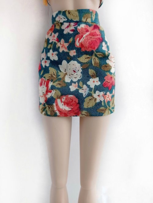 La-la-lamb La-la-lamb Floral print tight miniskirt for Fashion Royalty FR2 12 inch dolls