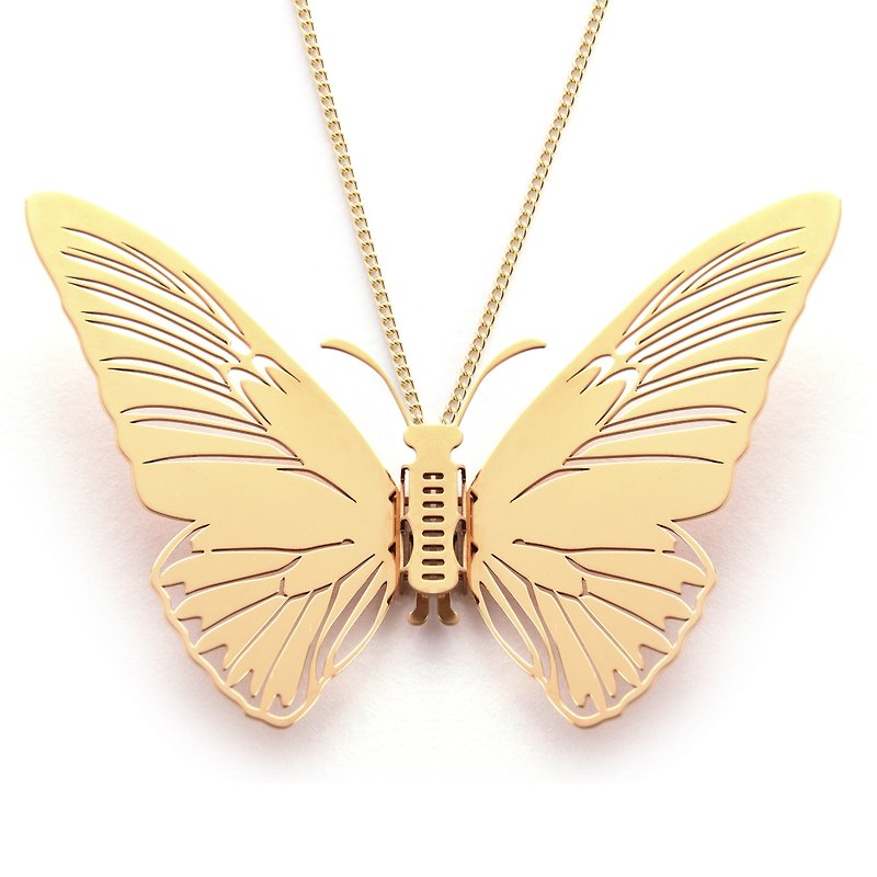 交換可能な羽を持つイエローのネックレスの独占特許 - ネックレス - 金属 ゴールド