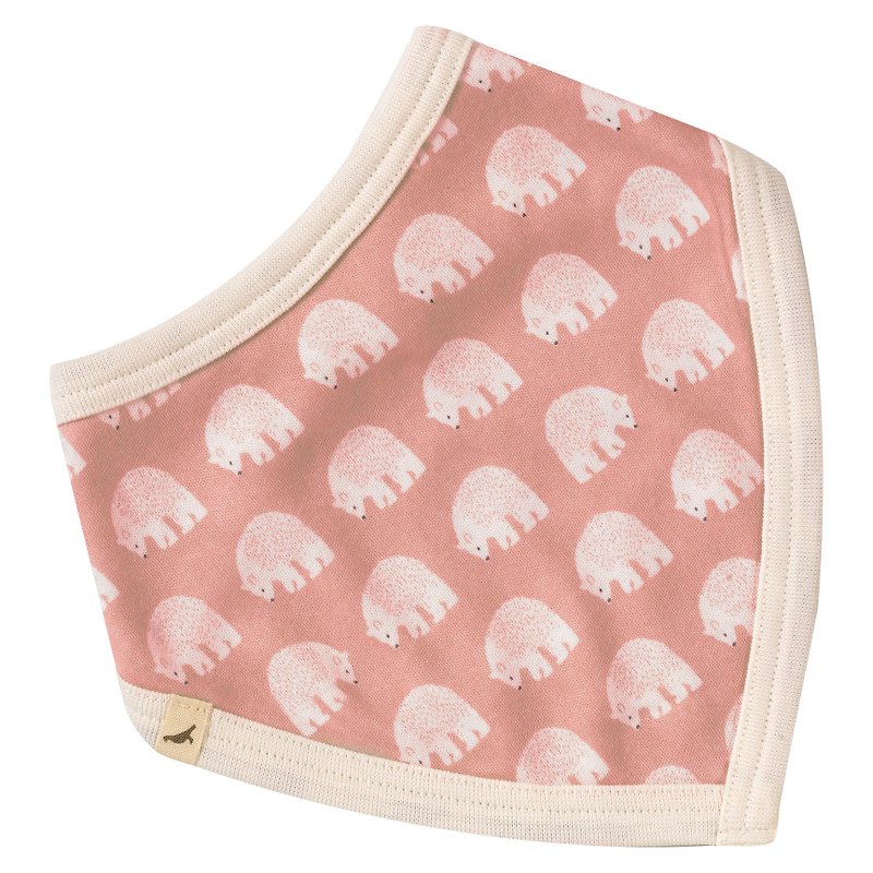 100% organic cotton pink polar bear triangle saliva towel bib pocket made in the UK - Bibs - Cotton & Hemp Pink
