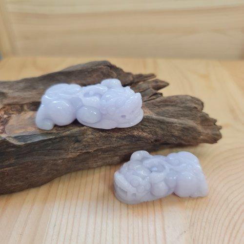 緣圓翡翠 濃紫老種料一對貔貅 | 天然緬甸玉A貨翡翠