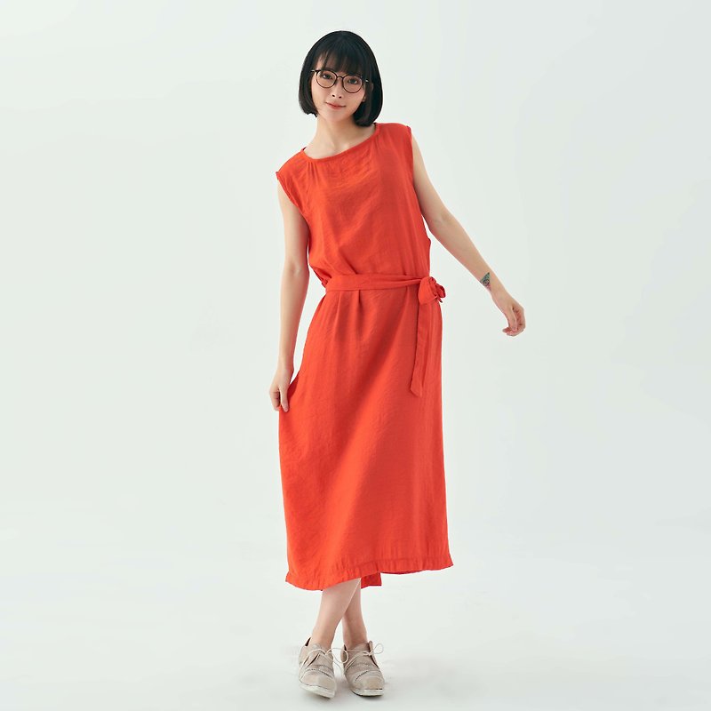 SPRING NEW ROSE COTTON RED SOFT LEISURE CONTRACTED DRESS - ワンピース - コットン・麻 レッド