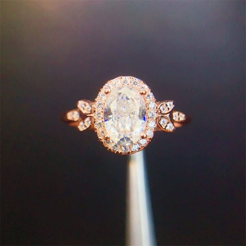 Moissanite Ring, Oval Moissanite Silver Ring, 1 Ct Moissanite - 戒指 - 銀 白色